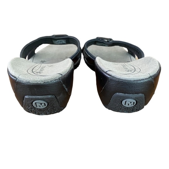 MERRELL Slide Sandals Dewberry Black Wedge Leather Women's Size 7 - Picture 4 of 10